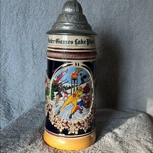 Vintage Beer Stein with Winter Games Design